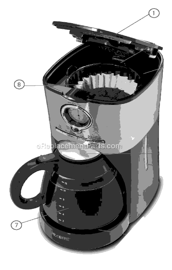 Page A Diagram and Parts List for BVMC-VMX37  Mr Coffee Coffee Maker